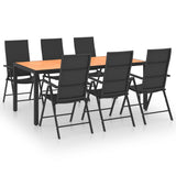 7 Piece Garden Dining Set Black and Brown