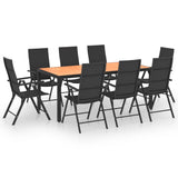 9 Piece Garden Dining Set Black and Brown