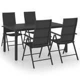 5 Piece Garden Dining Set Black