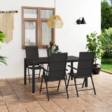 5 Piece Garden Dining Set Black