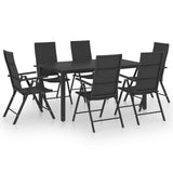 7 Piece Garden Dining Set Black