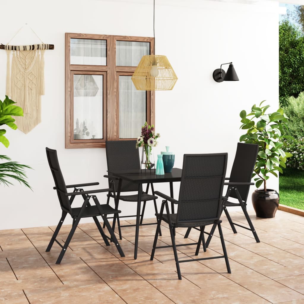 5 Piece Garden Dining Set Black