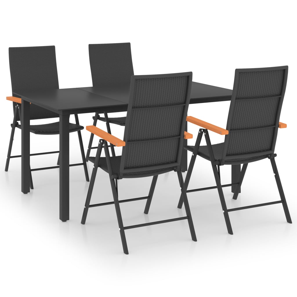 5 Piece Garden Dining Set Black and Brown