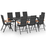 9 Piece Garden Dining Set Black and Brown