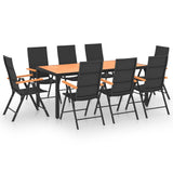 9 Piece Garden Dining Set Black and Brown