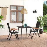 3 Piece Garden Dining Set Black and Brown