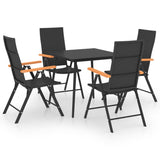 5 Piece Garden Dining Set Black and Brown