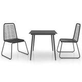 3 Piece Garden Dining Set PVC Rattan Black