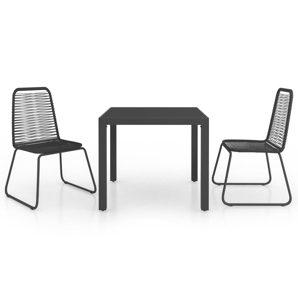 3 Piece Garden Dining Set PVC Rattan Black