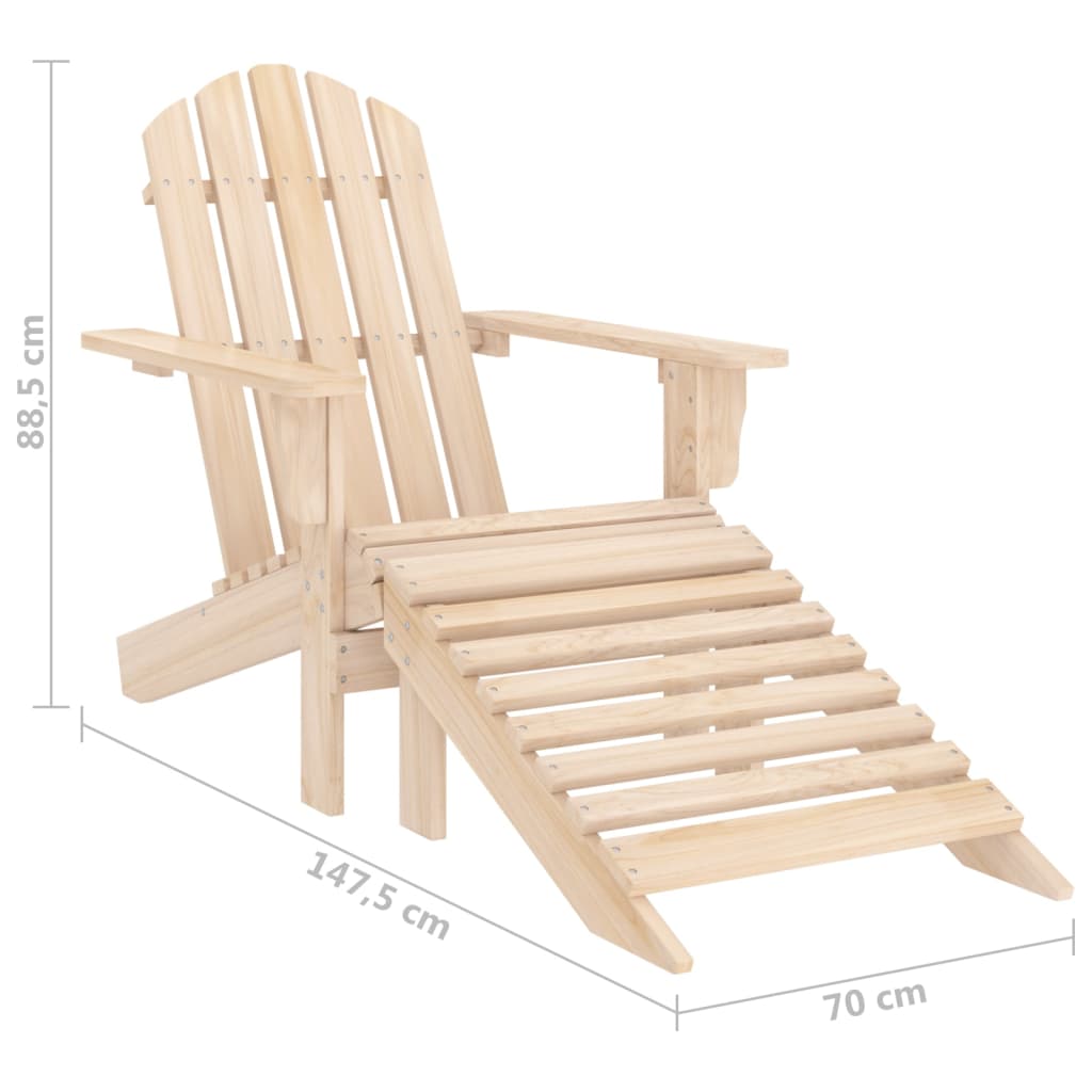 vidaXL Garden Adirondack Chair with Ottoman Solid Fir Wood