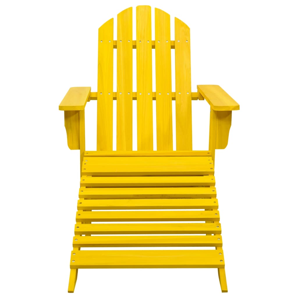 Garden Adirondack Chair with Ottoman Solid Fir Wood Yellow