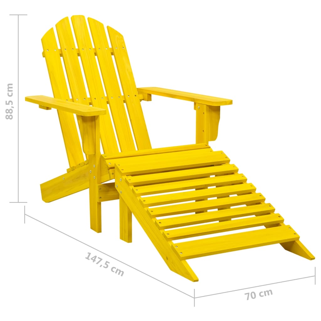 Garden Adirondack Chair with Ottoman Solid Fir Wood Yellow