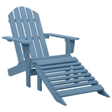 Garden Adirondack Chair with Ottoman Solid Fir Wood Blue