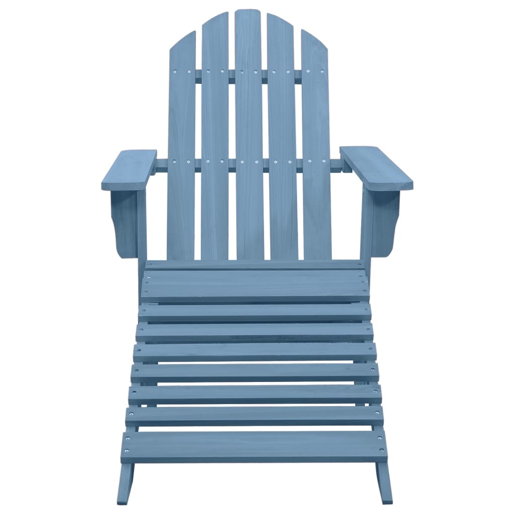 Garden Adirondack Chair with Ottoman Solid Fir Wood Blue