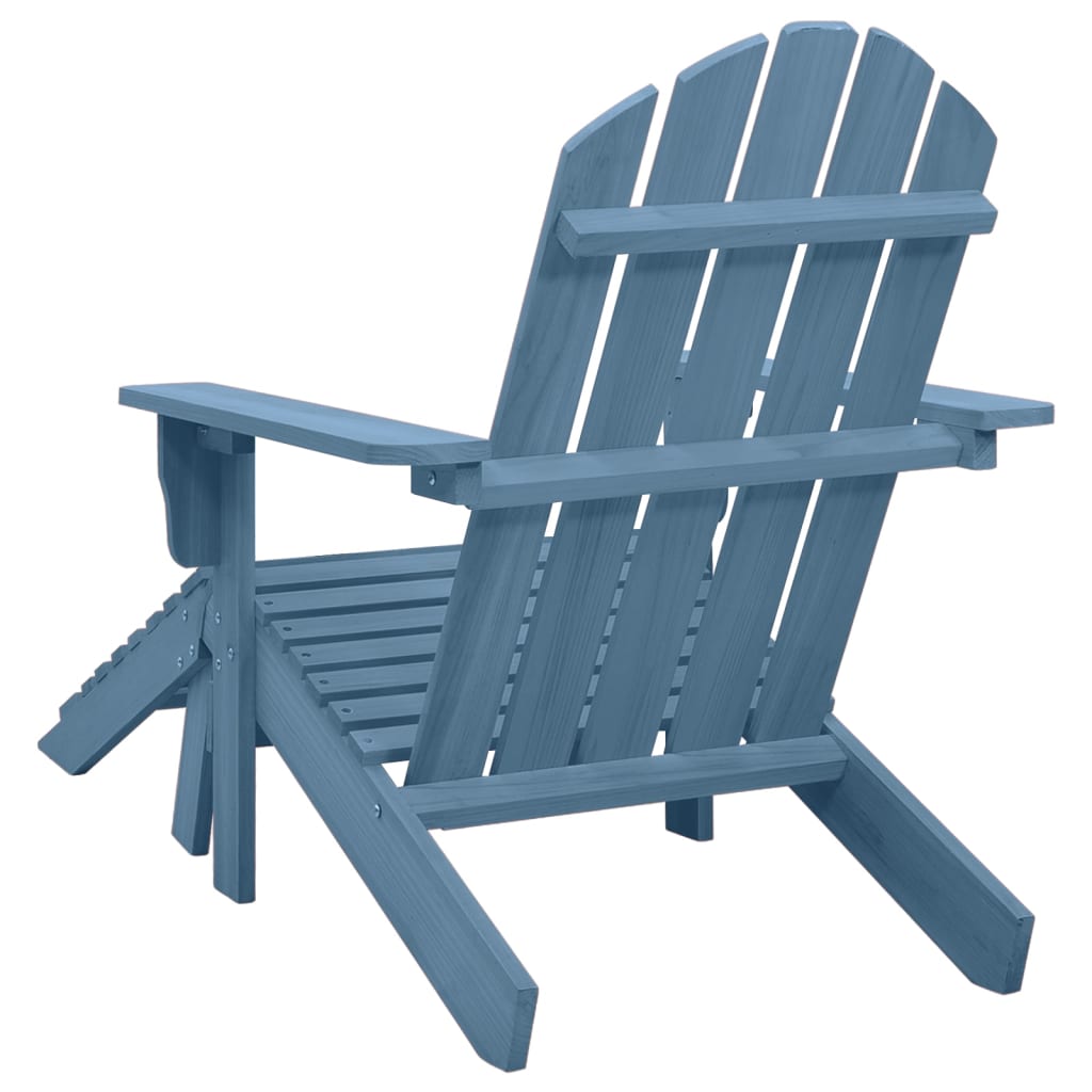 Garden Adirondack Chair with Ottoman Solid Fir Wood Blue