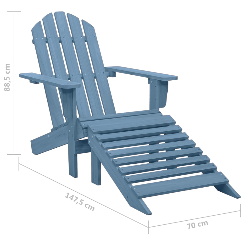 vidaXL Garden Adirondack Chair with Ottoman Solid Fir Wood Blue