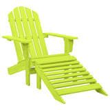 Garden Adirondack Chair with Ottoman Solid Fir Wood Green