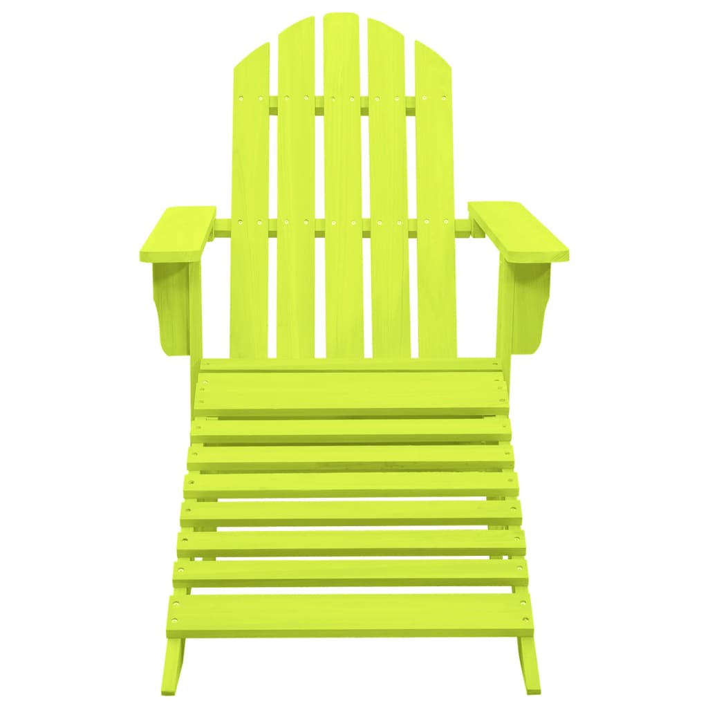 vidaXL Garden Adirondack Chair with Ottoman Solid Fir Wood Green