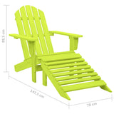 vidaXL Garden Adirondack Chair with Ottoman Solid Fir Wood Green