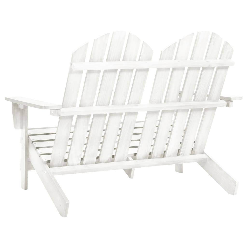 vidaXL 2-Seater Garden Adirondack Chair Solid Fir Wood White