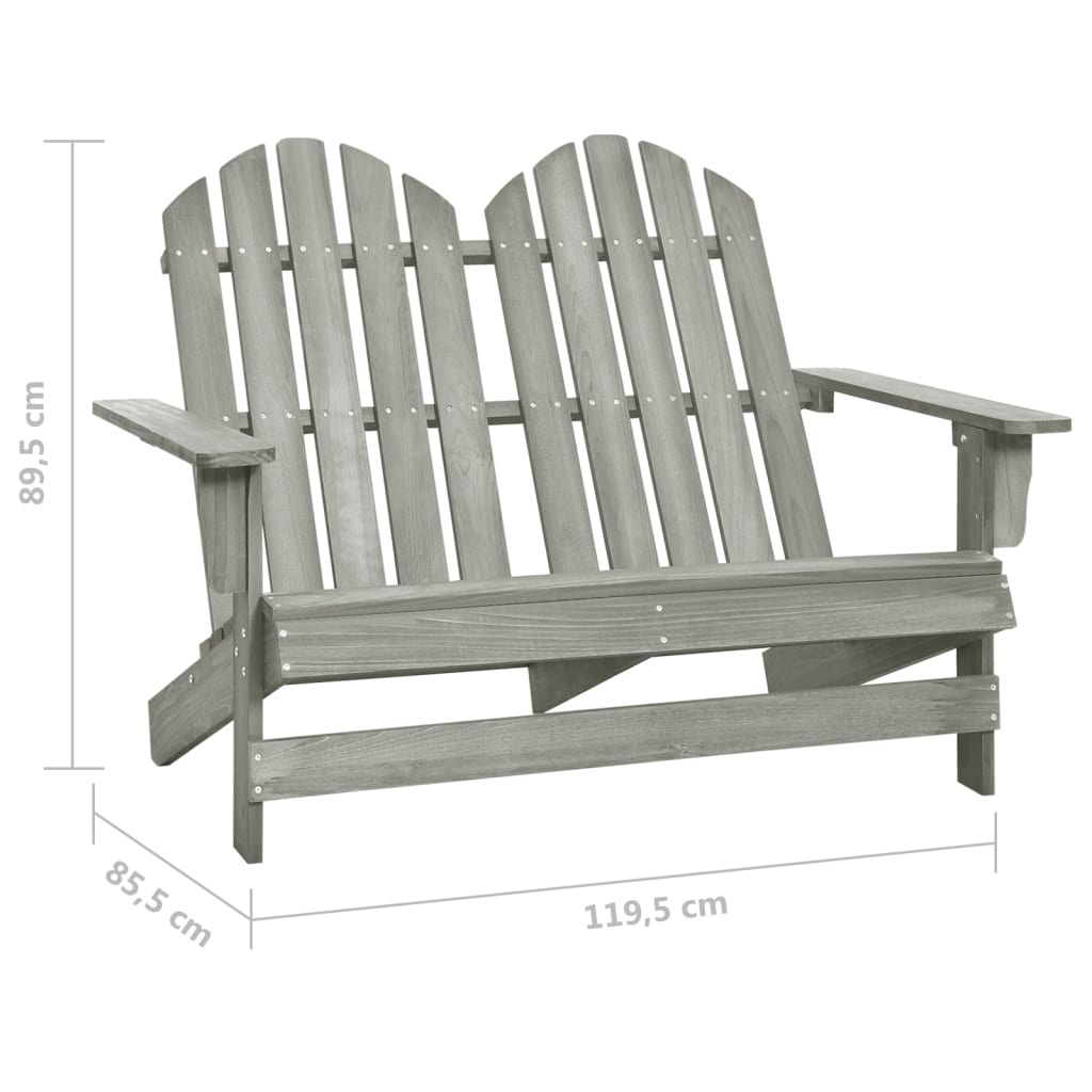 vidaXL 2-Seater Garden Adirondack Chair Solid Fir Wood Grey