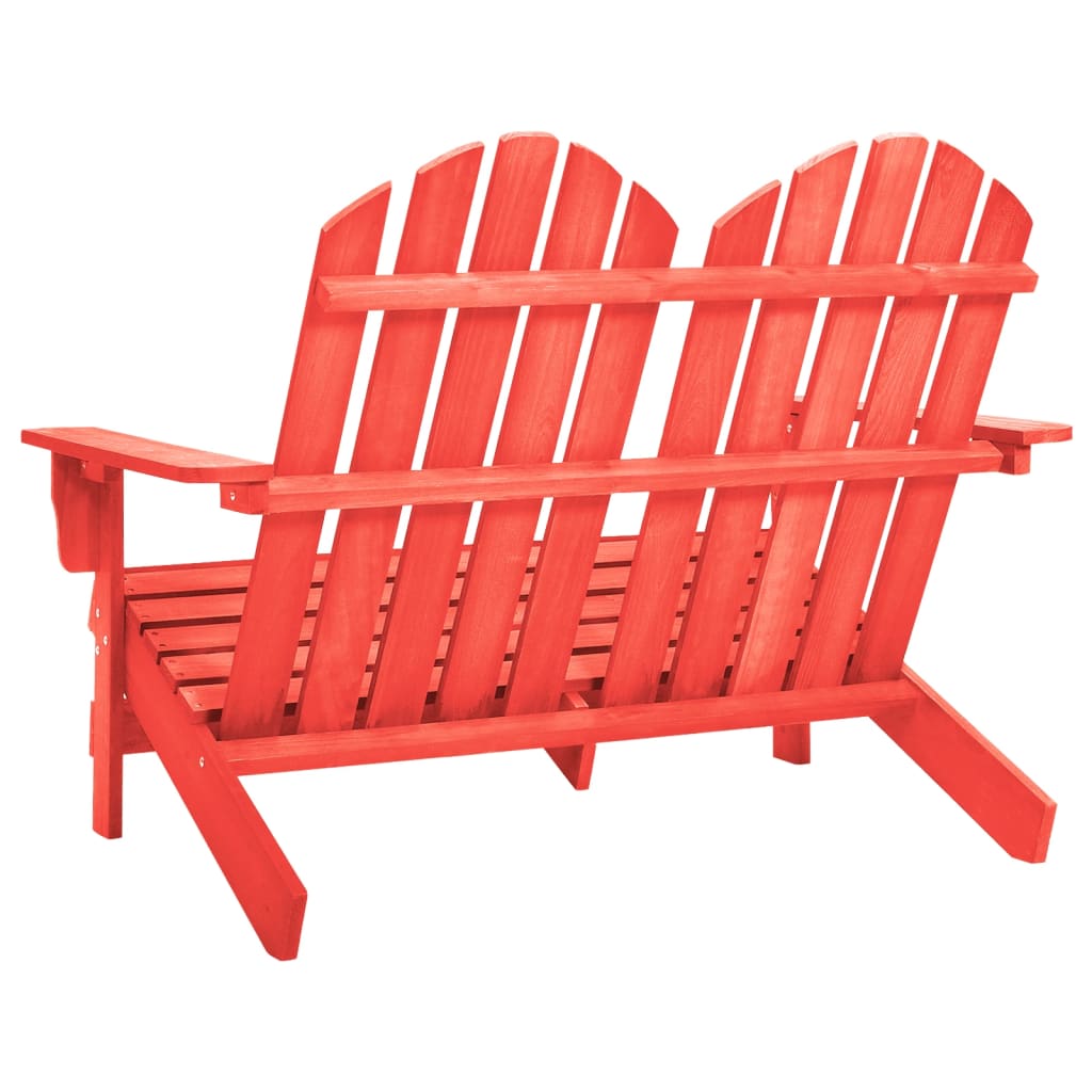 vidaXL 2-Seater Garden Adirondack Chair Solid Fir Wood Red