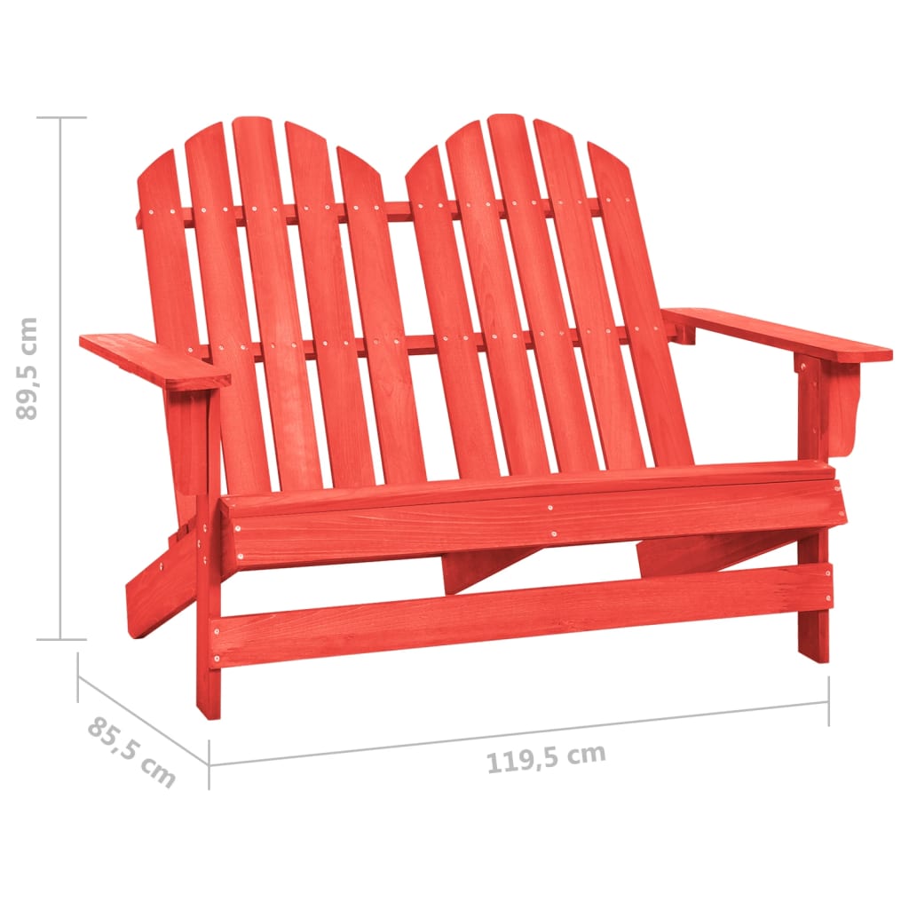 vidaXL 2-Seater Garden Adirondack Chair Solid Fir Wood Red