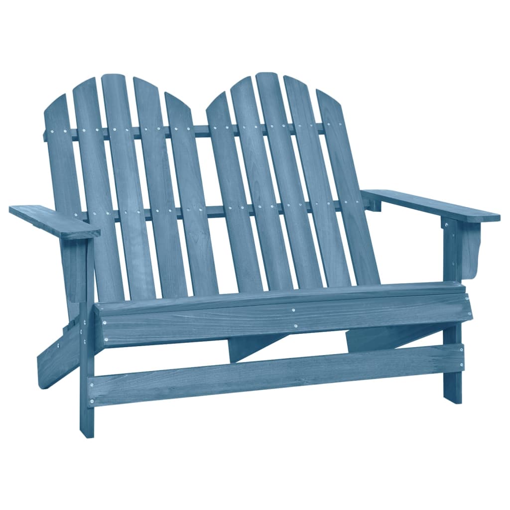 vidaXL 2-Seater Garden Adirondack Chair Solid Fir Wood Blue