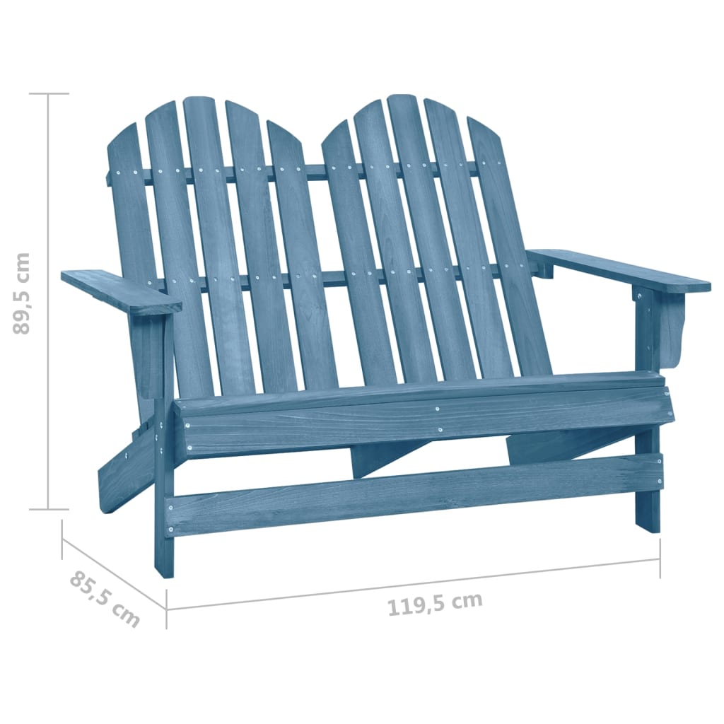 vidaXL 2-Seater Garden Adirondack Chair Solid Fir Wood Blue