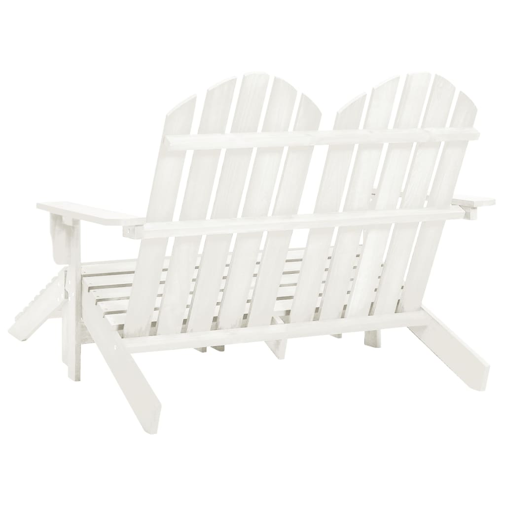 vidaXL 2-Seater Garden Adirondack Chair&Ottoman Fir Wood White