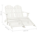 2-Seater Garden Adirondack Chair&Ottoman Fir Wood White