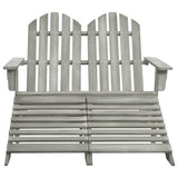 vidaXL 2-Seater Garden Adirondack Chair&Ottoman Fir Wood Grey