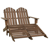 vidaXL 2-Seater Garden Adirondack Chair&Ottoman Fir Wood Brown