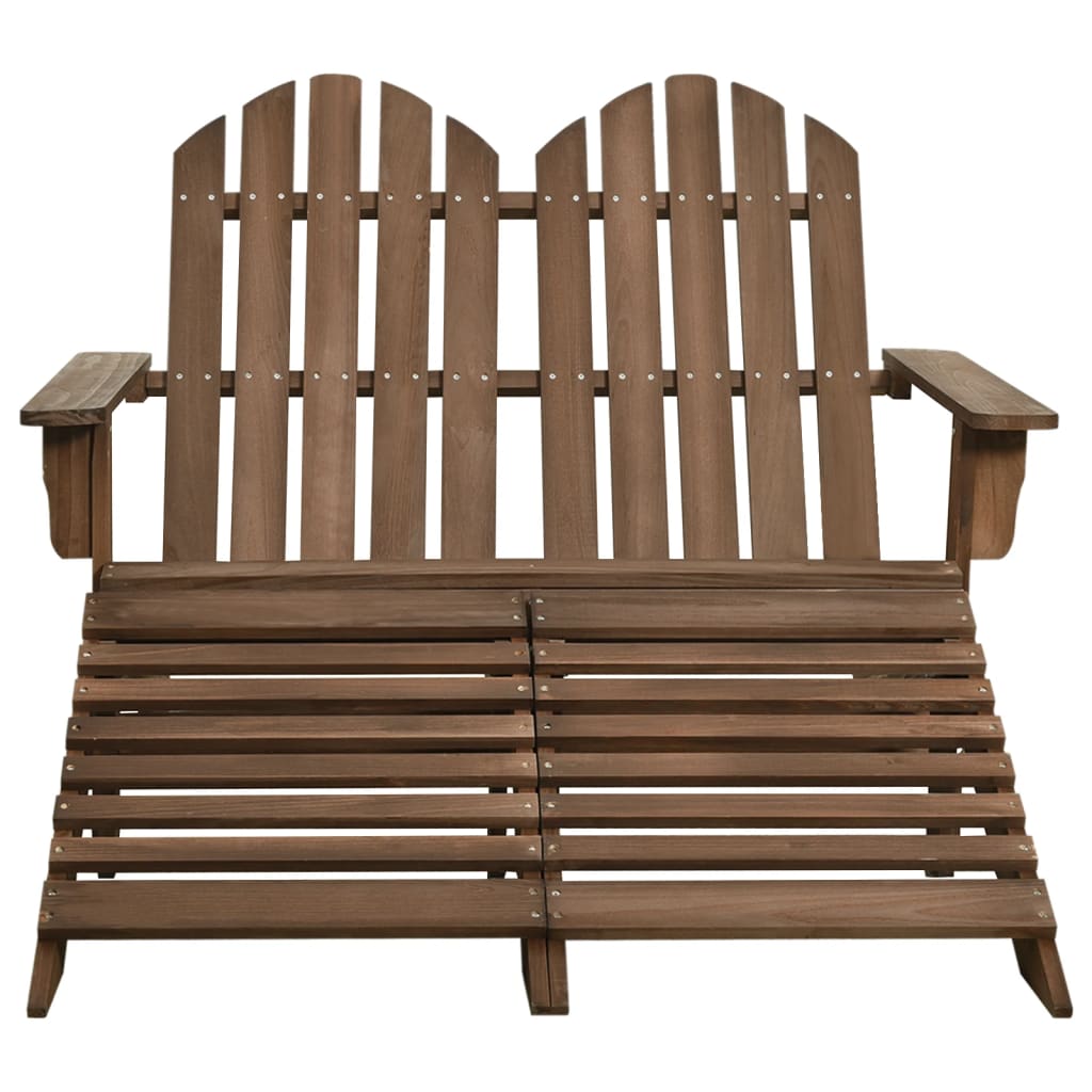 vidaXL 2-Seater Garden Adirondack Chair&Ottoman Fir Wood Brown