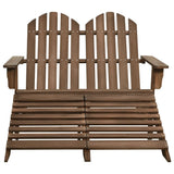 2-Seater Garden Adirondack Chair&Ottoman Fir Wood Brown