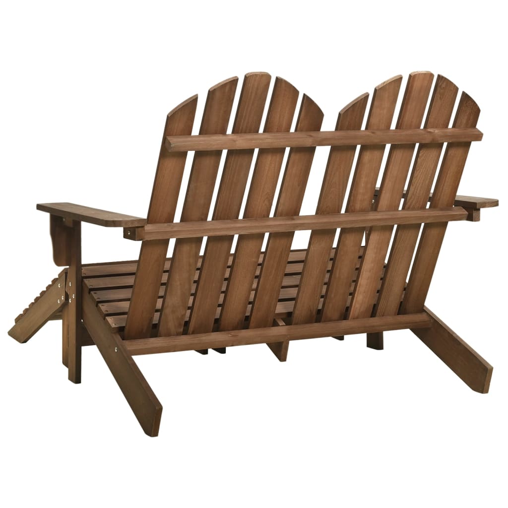 2-Seater Garden Adirondack Chair&Ottoman Fir Wood Brown