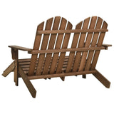 2-Seater Garden Adirondack Chair&Ottoman Fir Wood Brown