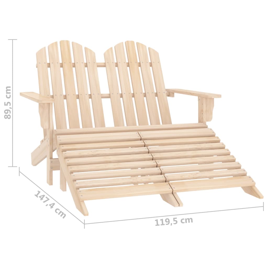 vidaXL 2-Seater Garden Adirondack Chair & Ottoman Fir Wood