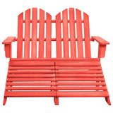 vidaXL 2-Seater Garden Adirondack Chair&Ottoman Fir Wood Red