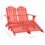 vidaXL 2-Seater Garden Adirondack Chair&Ottoman Fir Wood Red