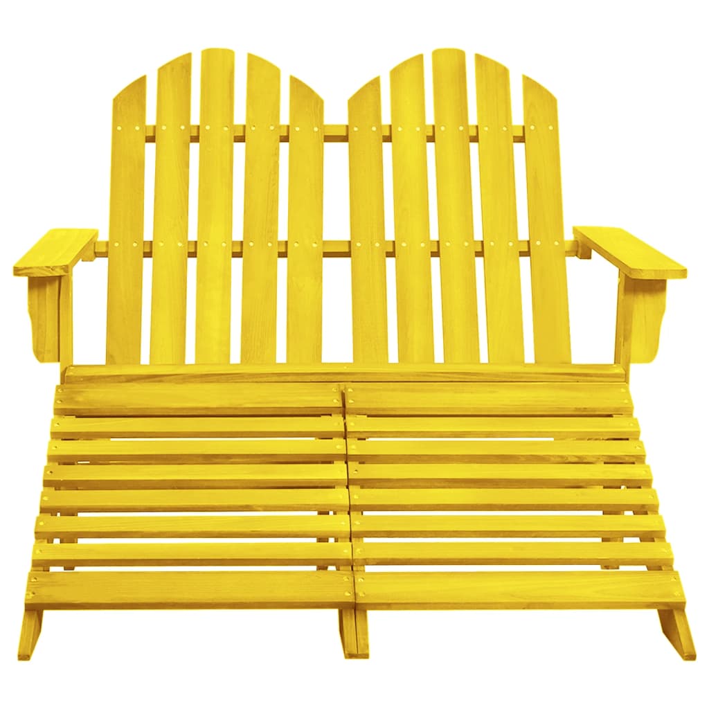 vidaXL 2-Seater Garden Adirondack Chair&Ottoman Fir Wood Yellow