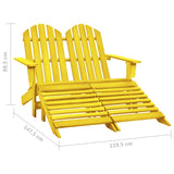 vidaXL 2-Seater Garden Adirondack Chair&Ottoman Fir Wood Yellow