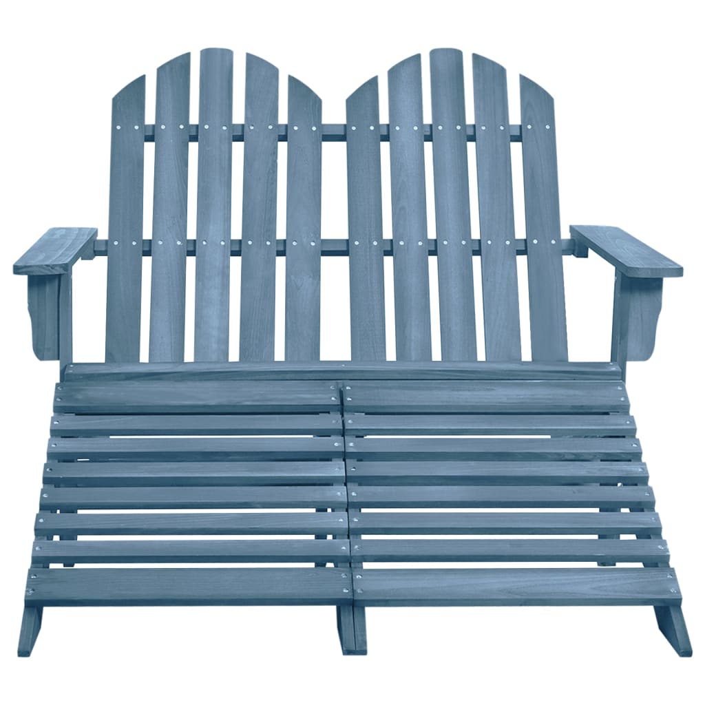 vidaXL 2-Seater Garden Adirondack Chair&Ottoman Fir Wood Blue