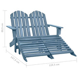 vidaXL 2-Seater Garden Adirondack Chair&Ottoman Fir Wood Blue