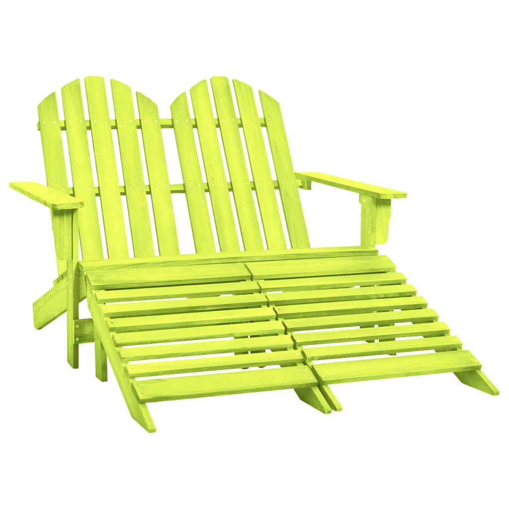 vidaXL 2-Seater Garden Adirondack Chair&Ottoman Fir Wood Green