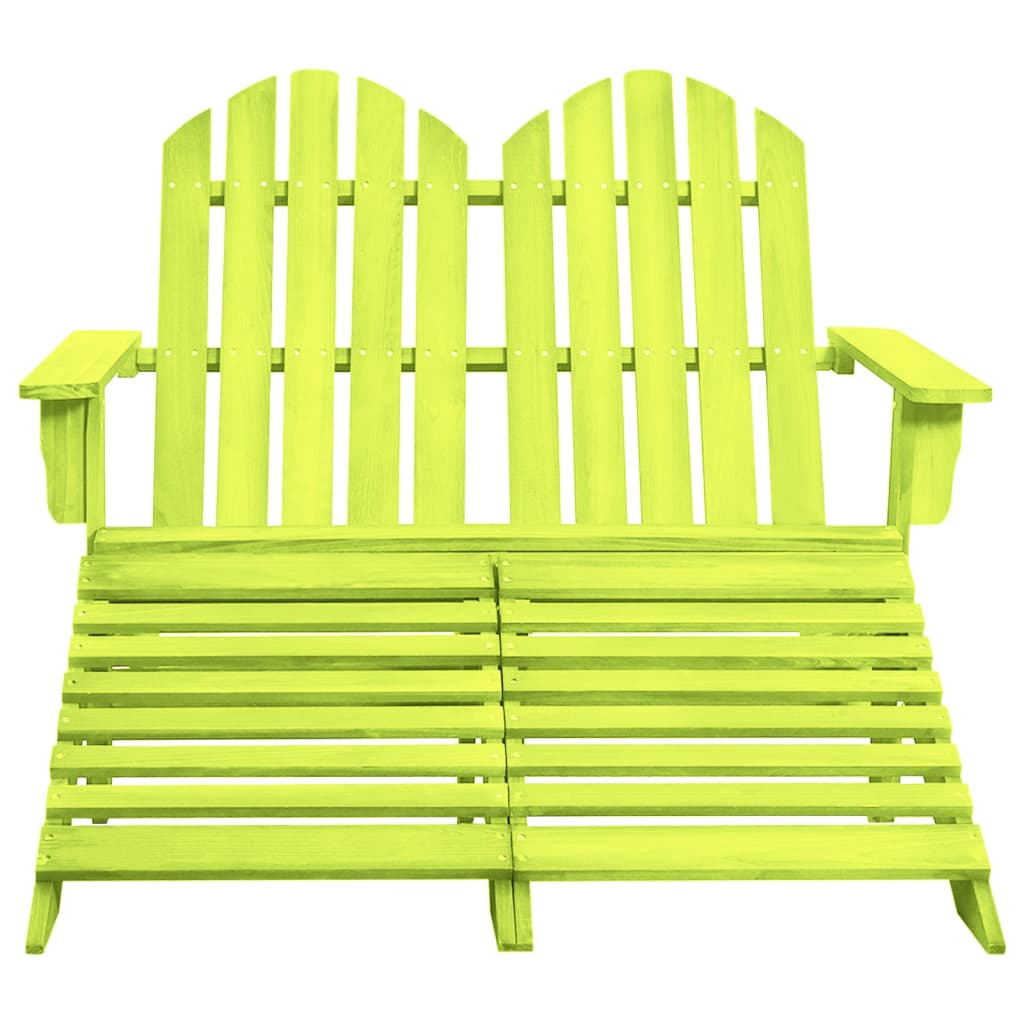 vidaXL 2-Seater Garden Adirondack Chair&Ottoman Fir Wood Green