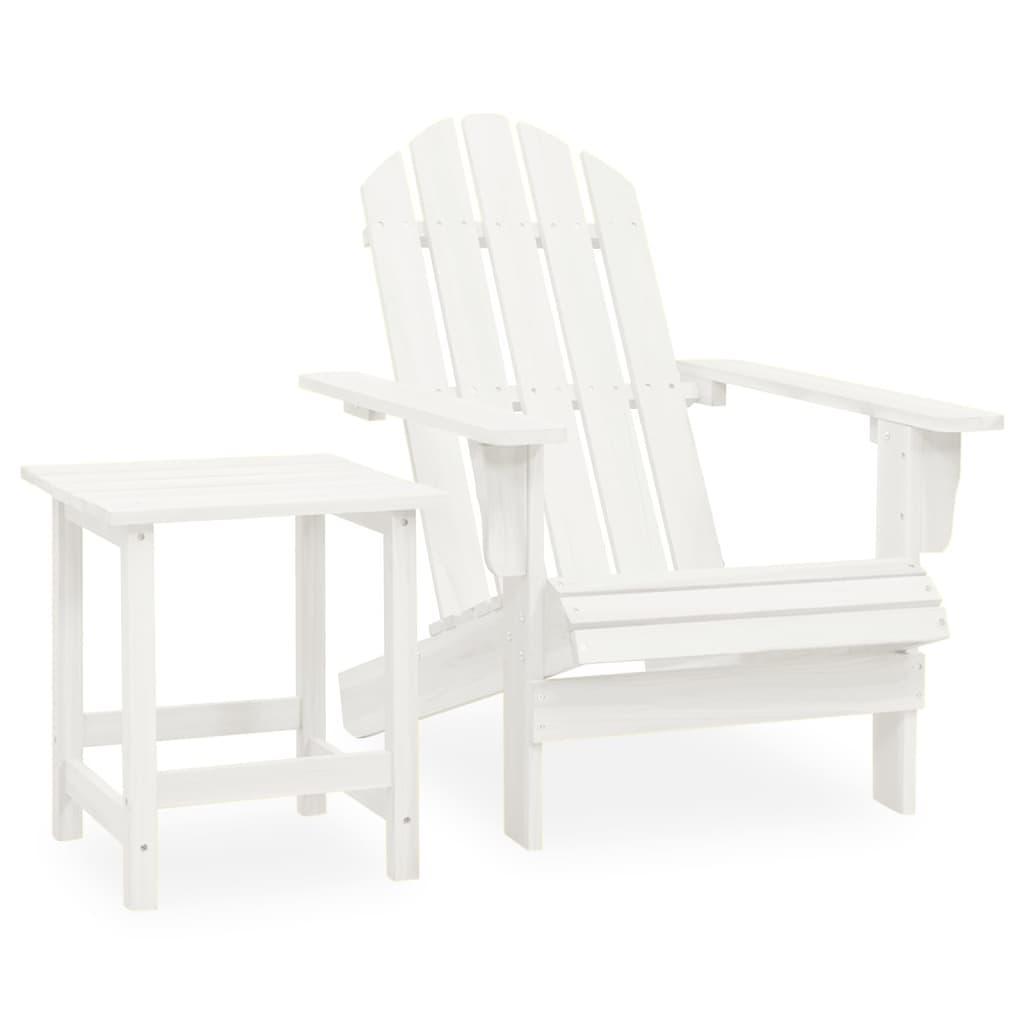 Garden Adirondack Chair with Table Solid Fir Wood White