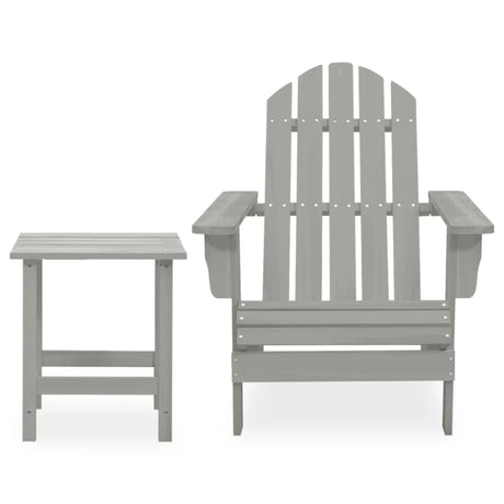 Garden Adirondack Chair with Table Solid Fir Wood Grey