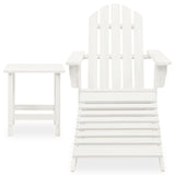 Garden Adirondack Chair with Ottoman&Table Solid Fir Wood White