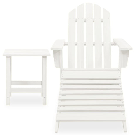 Garden Adirondack Chair with Ottoman&Table Solid Fir Wood White